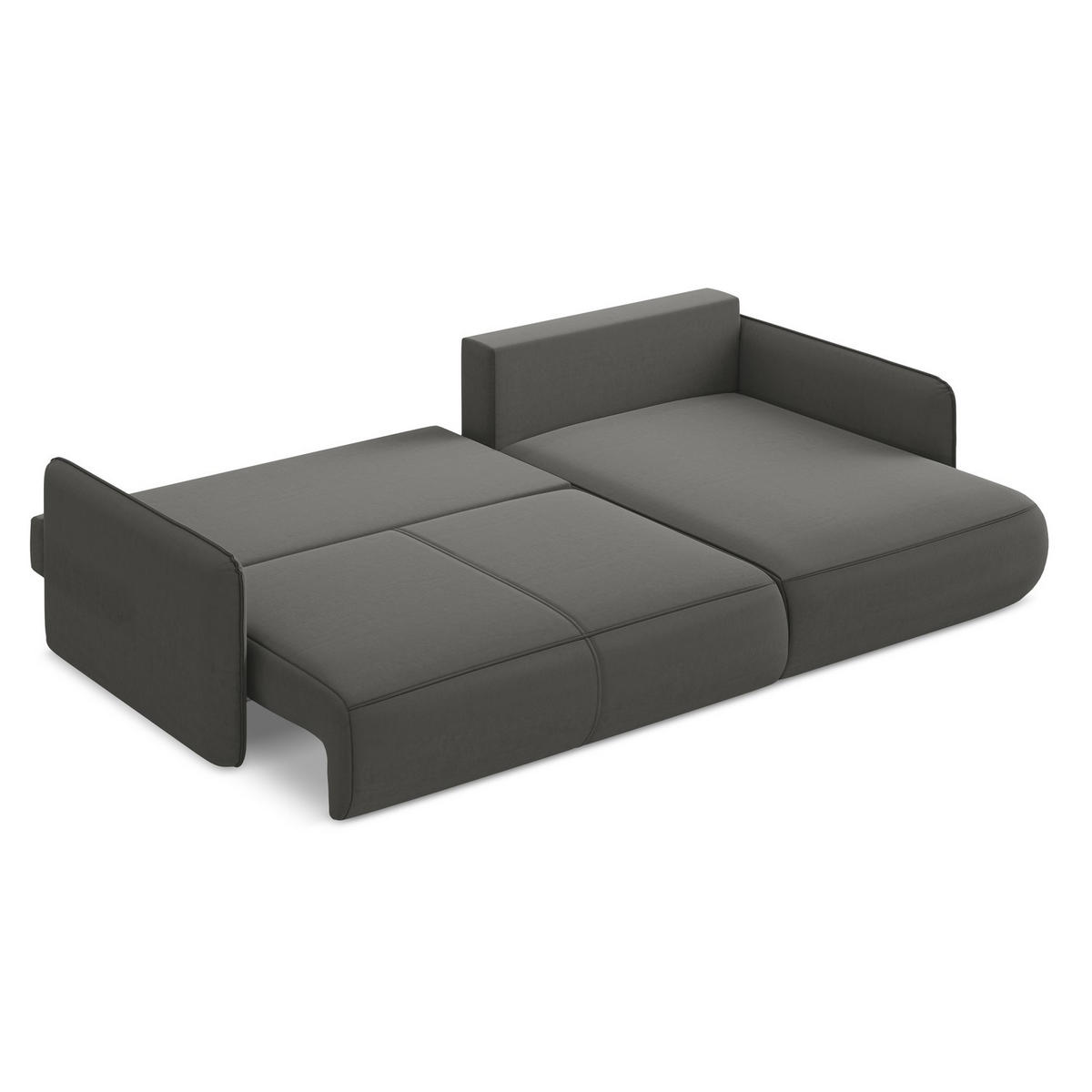 ECKSOFA mit Schlaffunktion Samt Stoff Grau - Dunkelgrau/Schwarz, Kunststoff/Textil (240/148cm) - LaMiaSofa
