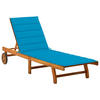 SONNENLIEGE mit Auflage Akazie Massivholz - Hellblau, Holz (59/76/200cm) - furnicato