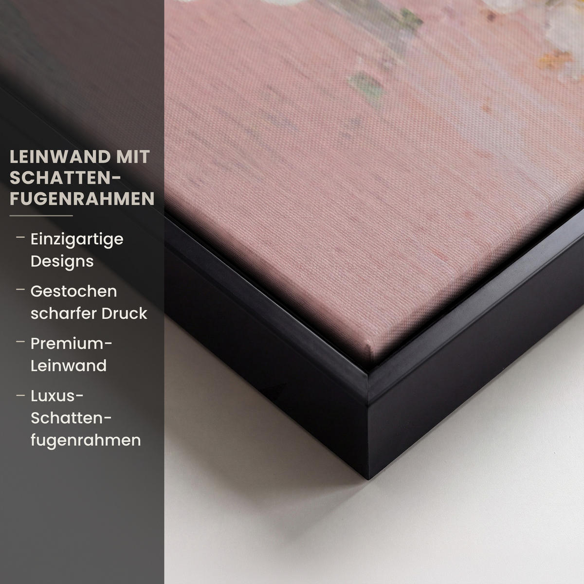 LEINWAND Bilder mit Rahmen - Malerei - Blumen - Rustikal - Rosa - 90x140 - Altrosa, Textil (90/140cm) - MuchoWow