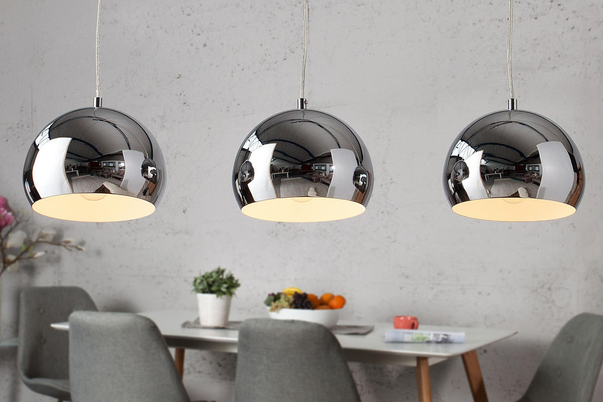 HÄNGELEUCHTE CHROMAGON Metall Silber 20 cm - Silberfarben, Metall (20/20/14cm) - riess-ambiente