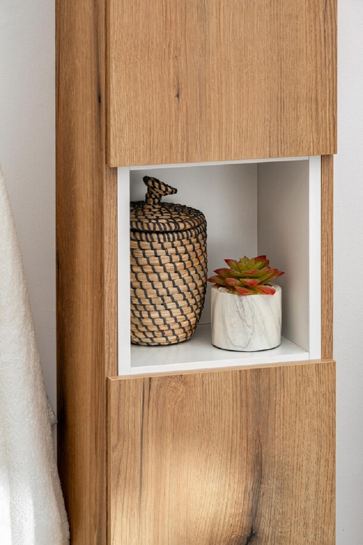 BADMÖBEL-SET 7 Teile - Nova Oak N BM104 in Coast Evoke Oak / Weiß - Eiche Wotan/Goldfarben, Holz/Metall (120/140/40cm)