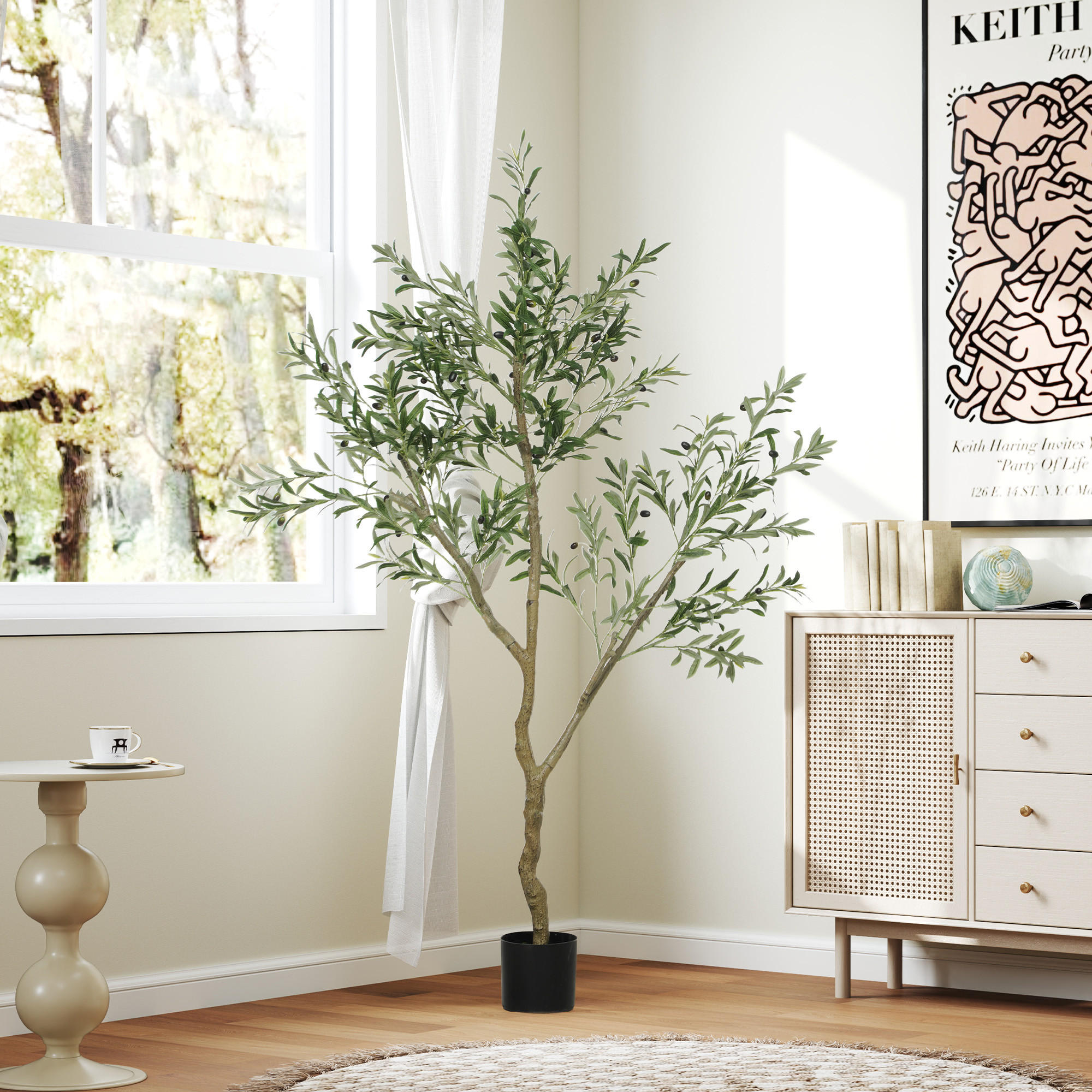 KÜNSTLICHER Olivenbaum groß 180 cm - Grün, Kunststoff (180cm) - HOMCOM