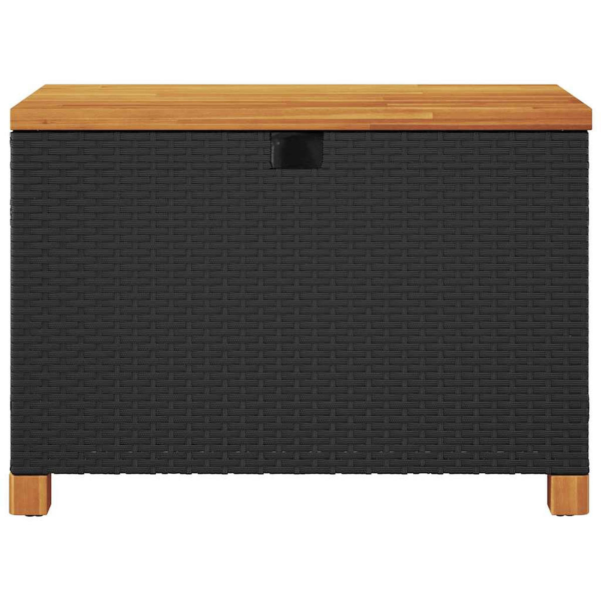 GARTEN-AUFLAGENBOX Schwarz 80x40x48 cm Poly Rattan Akazienholz - Schwarz, Holz (80/48/40cm) - furnicato
