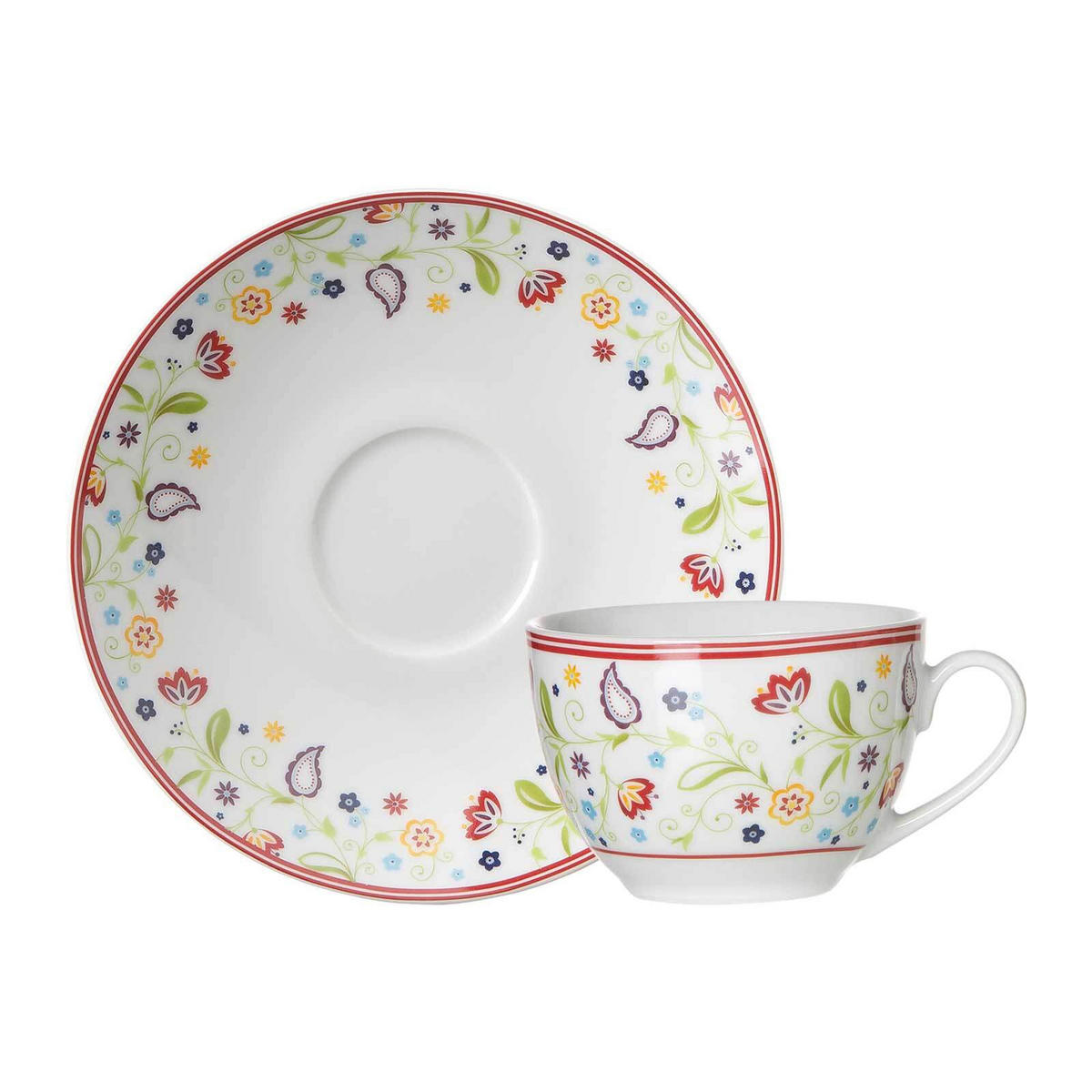 KAFFEETASSE MIT UNTERTASSE Shanti bunt 220 ml - Multicolor, Keramik (16/8/16cm) - Ritzenhoff Breker