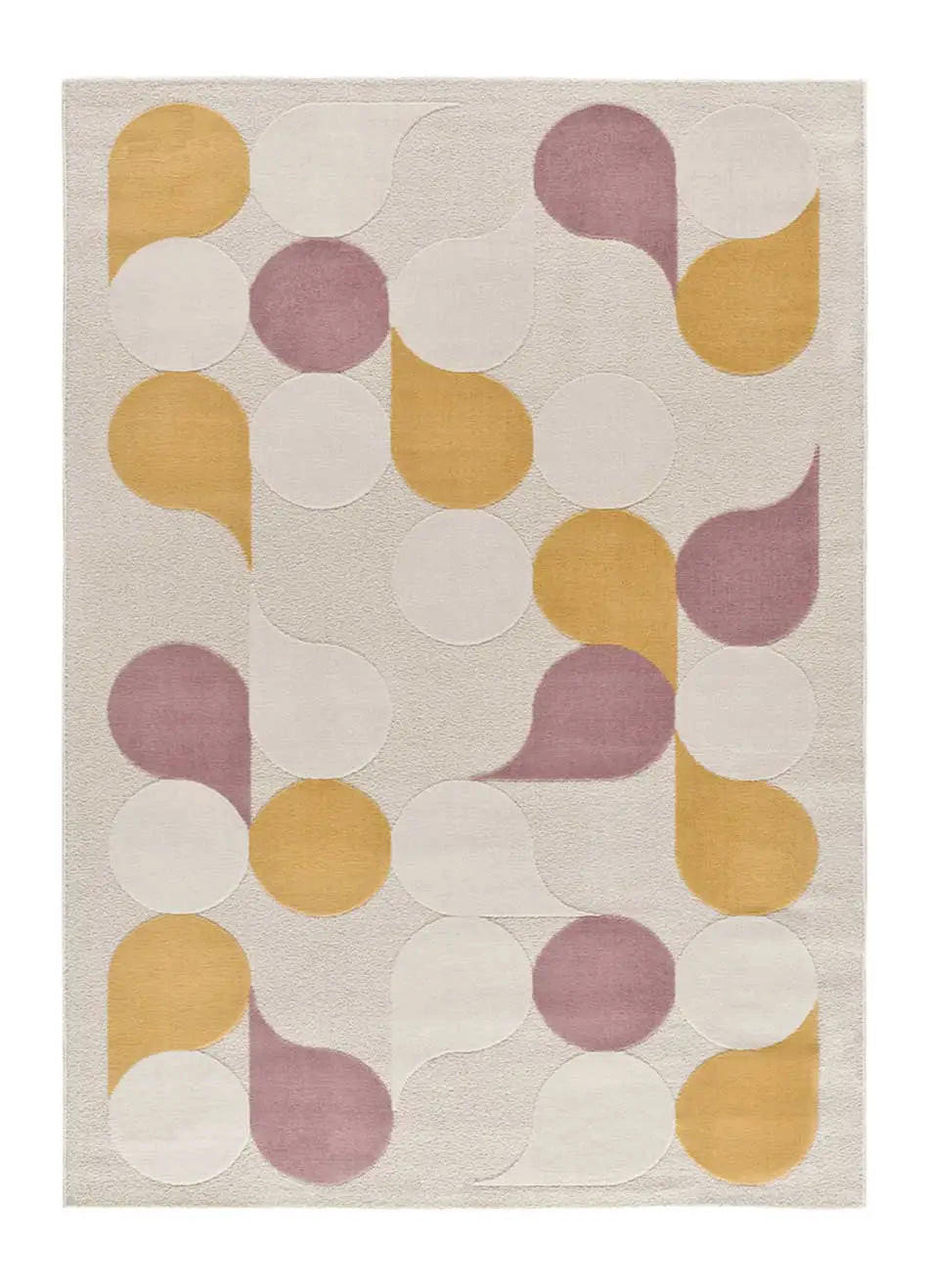 Atticgo Kurzflorteppich Weiß, Pink, Dunkelgelb 120x170 cm