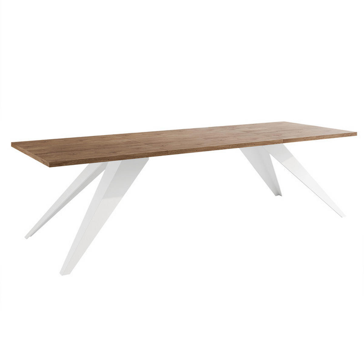 AUSZIEHTISCH XANDRO 160/90/76 cm mit Metallgestell, Weiß / Lefkas-Eiche - Weiß/Eiche San Remo, Holzwerkstoff/Metall (90/160/76cm) - Idohome