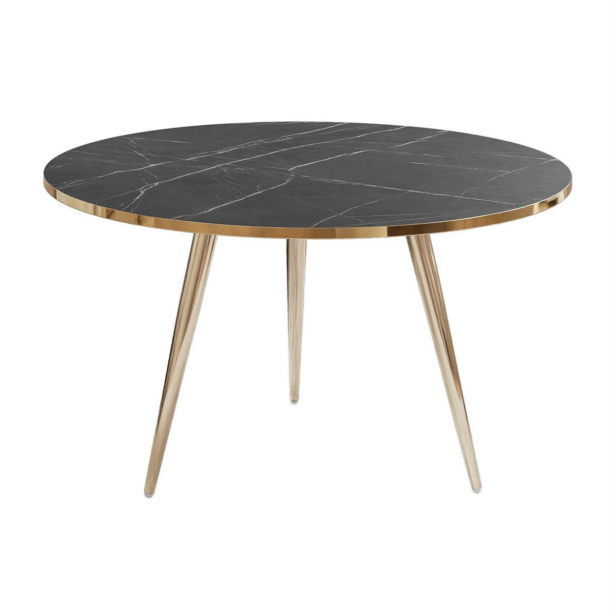 COUCHTISCH SOLEIL GOLD Schwarz Marmor, 70cm - Schwarz, Holzwerkstoff (50/70/47cm) - Lookway