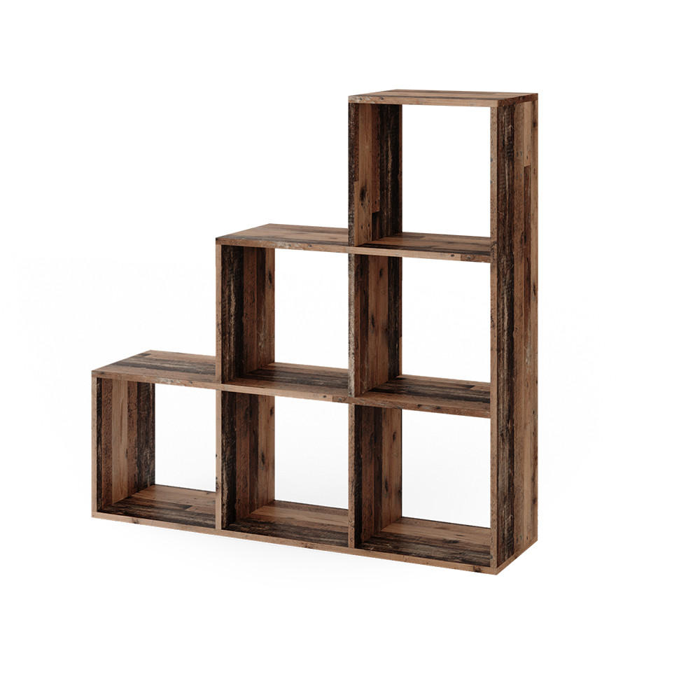 TREPPENREGAL Antikholz 107.2 x 107.8 cm - Eichefarben, Holzwerkstoff (107.2/107.8/29cm) - Vicco