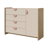 KINDERKOMMODE Lexi 1D4S 09 - Eichefarben/Rosa, Holzwerkstoff/Kunststoff (124/91/40cm) - MIRJAN24