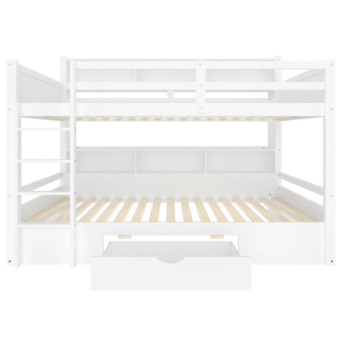 ETAGENBETT 90/200 cm mit Schublade und Ablagefächern, Weiß - Weiß, Holzwerkstoff (90/200cm) - Redom