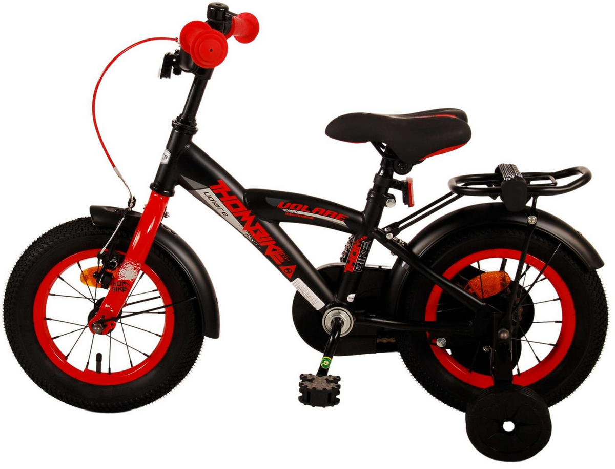 KINDERFAHRRAD Thornbike - Jungen - 12 Zoll - Rücktritt + Handbremse - Schwarz/Rot - Rot/Schwarz, Metall (45cm) - TPFSports