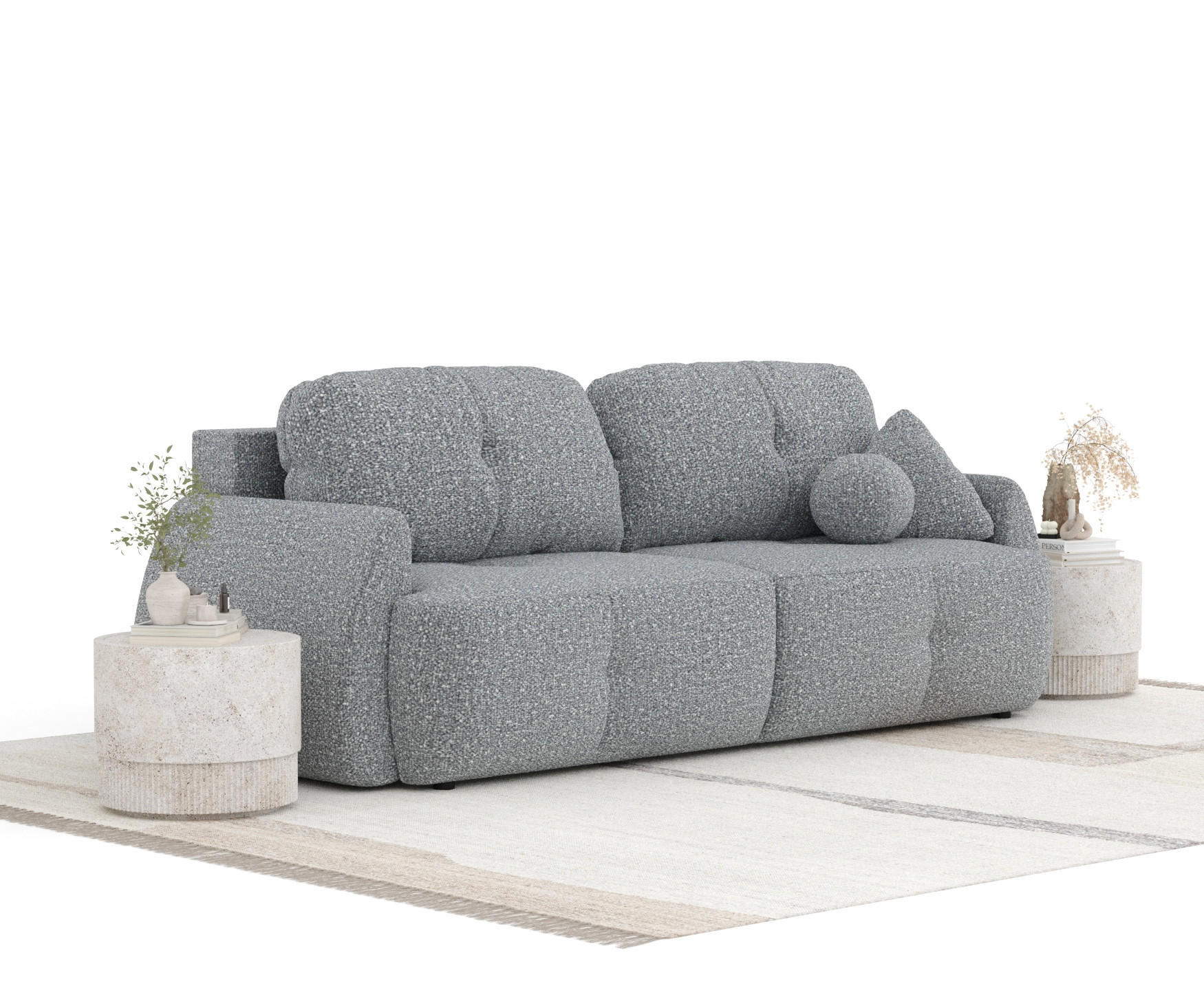SCHLAFSOFA Loca Grau Plüschstoff - Schwarz/Grau, Holz/Holzwerkstoff (248/92/103cm) - Maison de Reve
