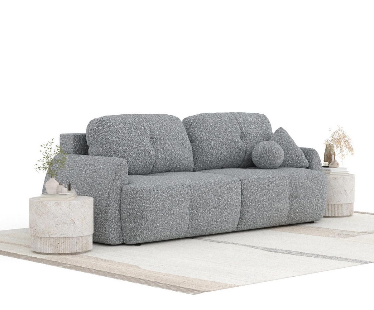 SCHLAFSOFA Loca Grau Plüschstoff - Schwarz/Grau, Holz/Holzwerkstoff (248/92/103cm) - Maison de Reve