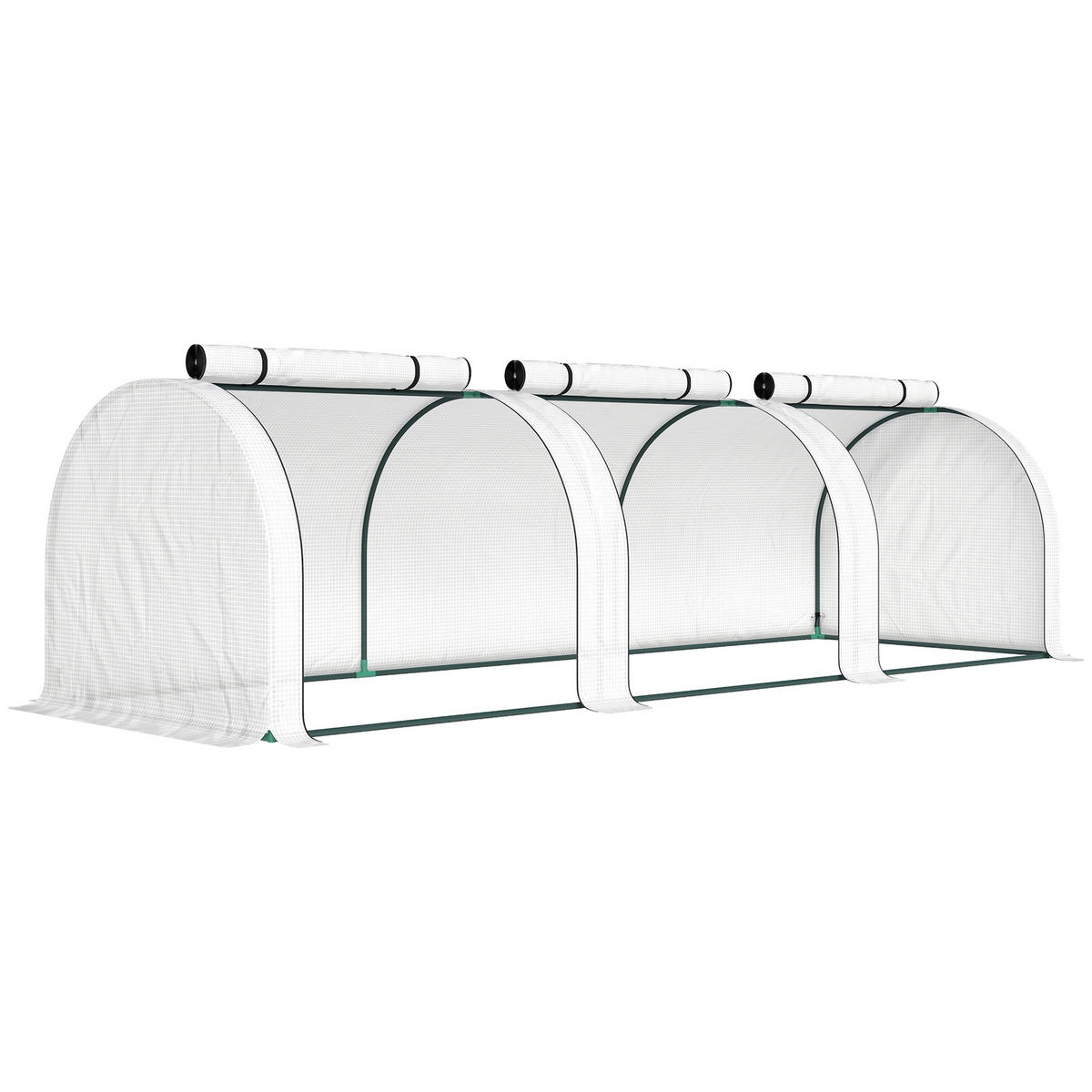 GEWÄCHSHAUS mit PE-Gitterfolie Aufrollbar Seitenwände, winterfest Tomatenhaus - Weiß, Metall (100/80/295cm) - Outsunny