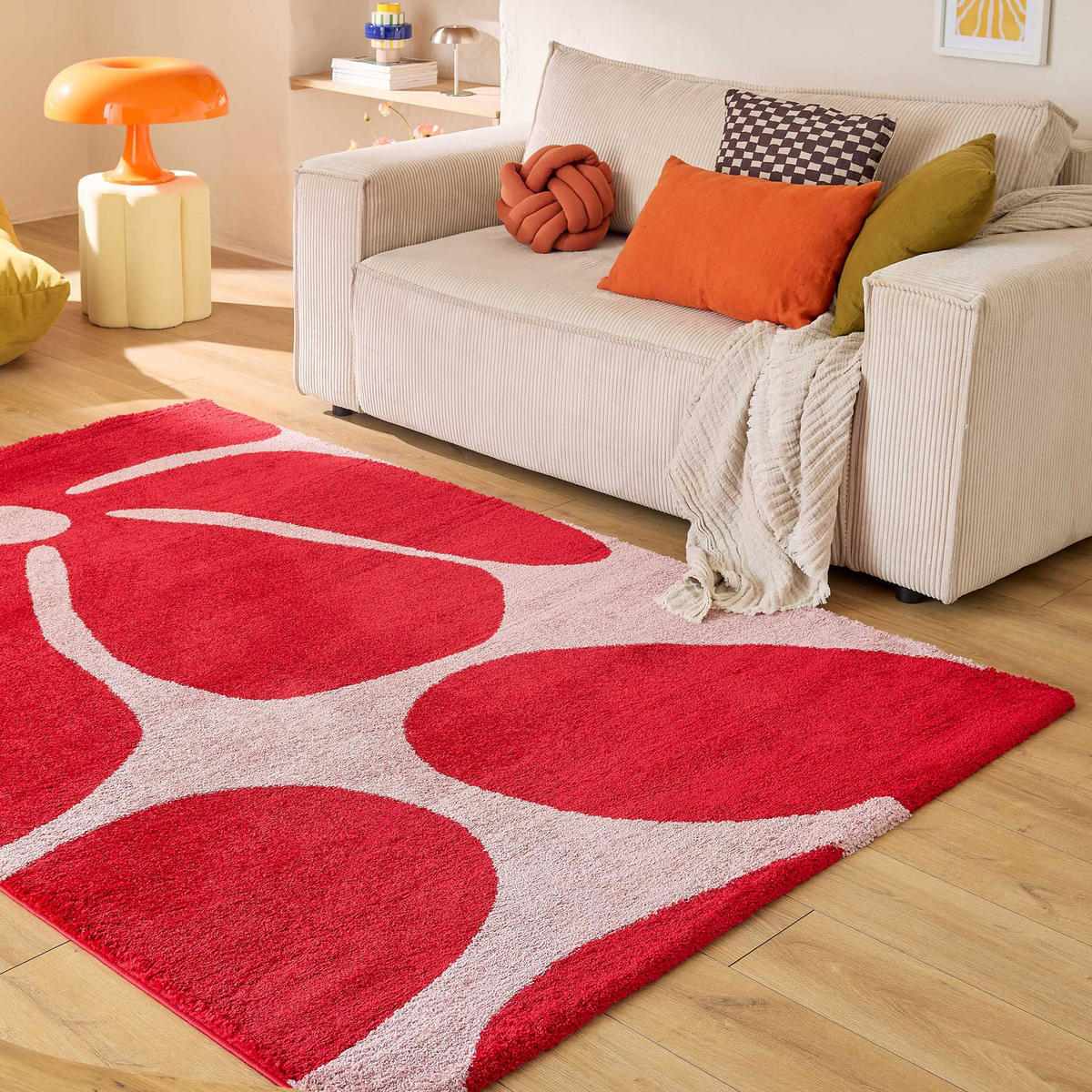 TEPPICH vintage blume rot Groovy 120x160 cm - Rot, Textil (120/160cm) - Nazar Rugs