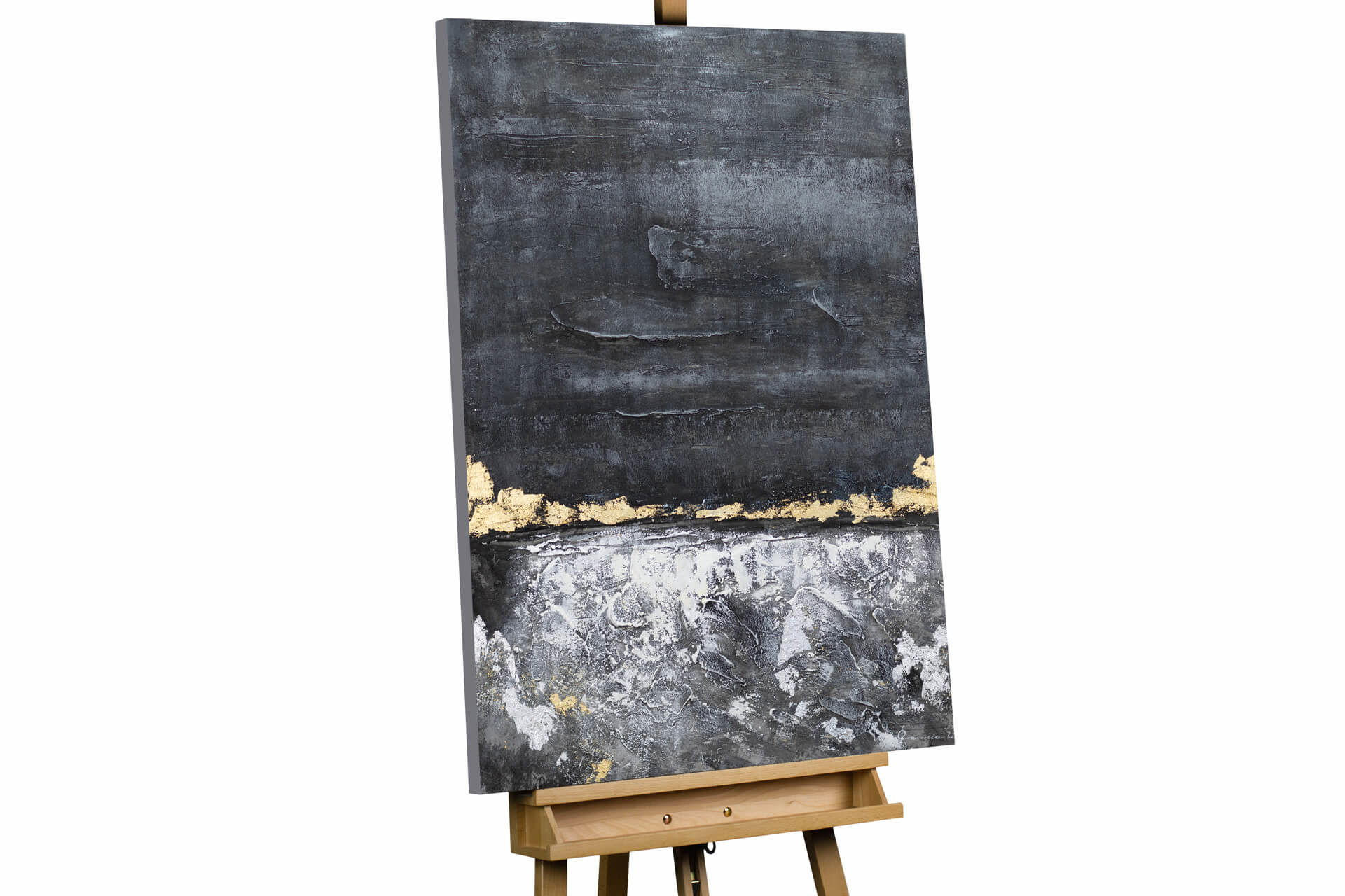 ACRYLBILD HANDGEMALT 75/100 cm - Schwarz/Grau, Holz/Textil (2.7/100cm) - KUNSTLOFT