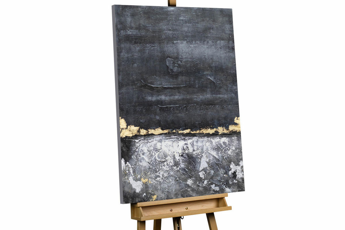 ACRYLBILD HANDGEMALT 75/100 cm - Schwarz/Grau, Holz/Textil (2.7/100cm) - KUNSTLOFT