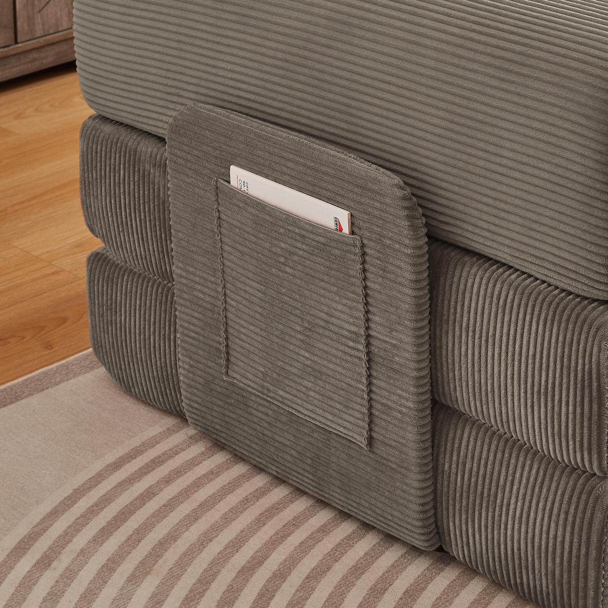 SCHLAFSOFA DE-34938 Tatami-Bodensofa mit 2 Kissen Taupe - Taupe, Textil (204/65/97cm) - ComfortXL