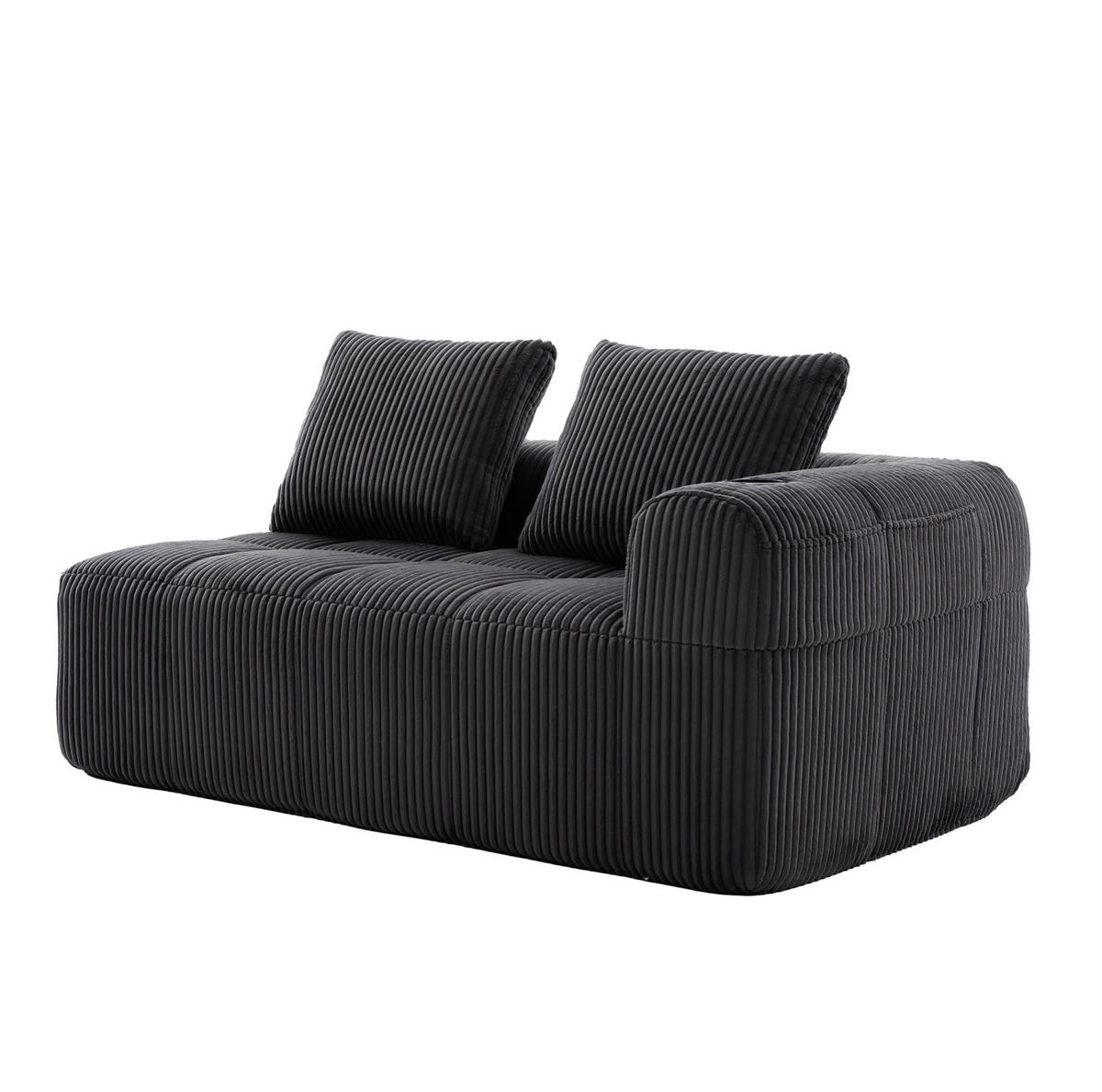 2-SITZER 158/93/61 cm Dunkelgrau aus Cord mit Seitenfächern und Becherhaltern - Dunkelgrau, Textil (93/61/158cm) - OKMYHOME