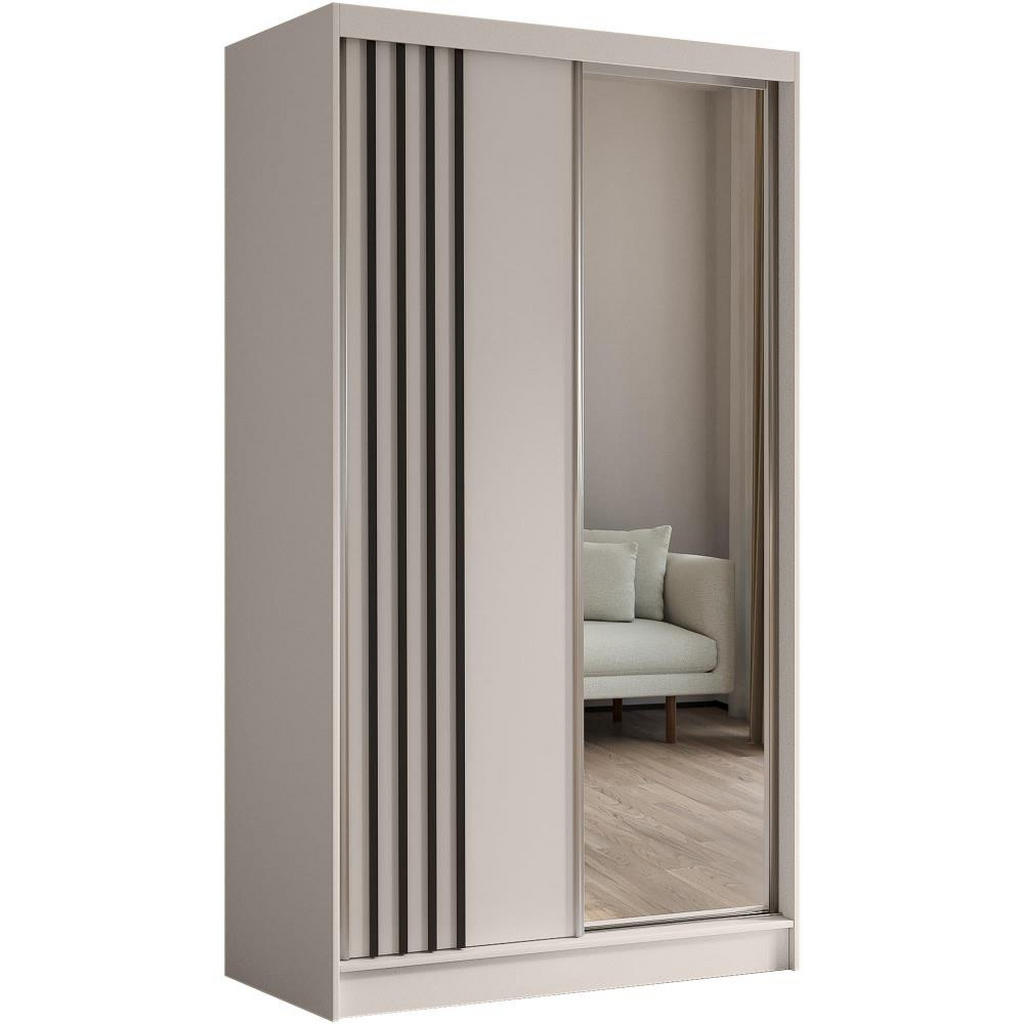 Beautysofa SKŘÍŇ s posuvnými dveřmi Nela II 120/216/61 kašmír + černá se zásuvkami