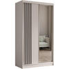 SCHWEBETÜRENSCHRANK Nela II 120/216/61 kaschmir+schwarz mit Schubladen - Kaschmir/Schwarz, Holzwerkstoff (120/216/61cm) - Beautysofa