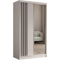 SCHWEBETÜRENSCHRANK Nela 120/216/61 kaschmir+schwarz mit Schubladeneinsätze - Kaschmir, Holzwerkstoff (120/216/61cm) - Beautysofa
