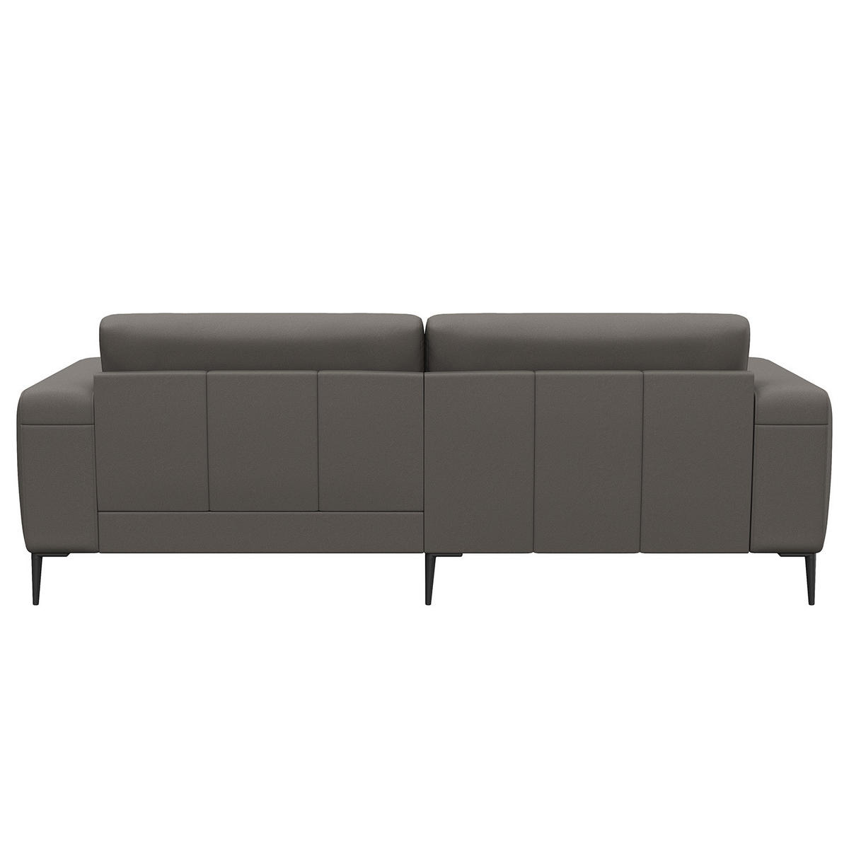 3-SITZER SOFA - Schwarz/Grau, Leder/Metall (225/77/88cm) - home24