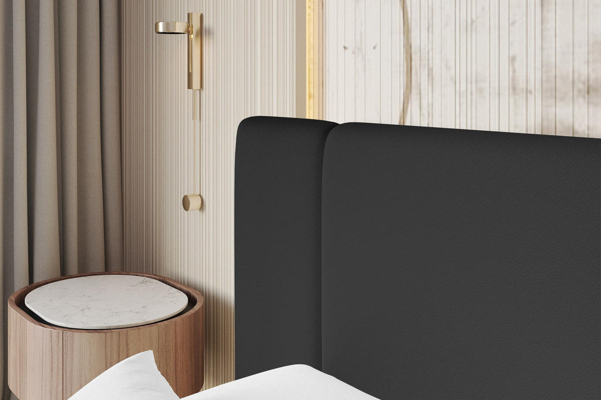POLSTERBETT mit Bettkasten und Lattenrost, Boxbett ohne Matratze - RIVO 180x200 Schwarz - Schwarz Hochglanz, Holzwerkstoff/Textil (180/200cm) - ALTDECOR