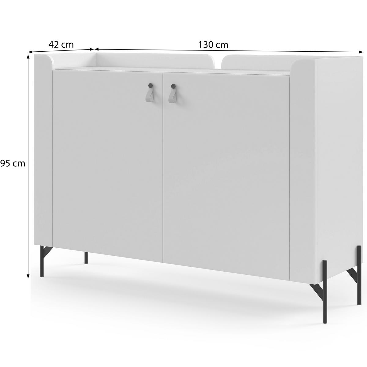 KOMODA Sorella se 2 dveřmi, 130 cm, do studentského pokoje, porcini + dub Mavelie - kapučínová/barva dubu, kov/kompozitní dřevo (130/95/42cm) - Beautysofa