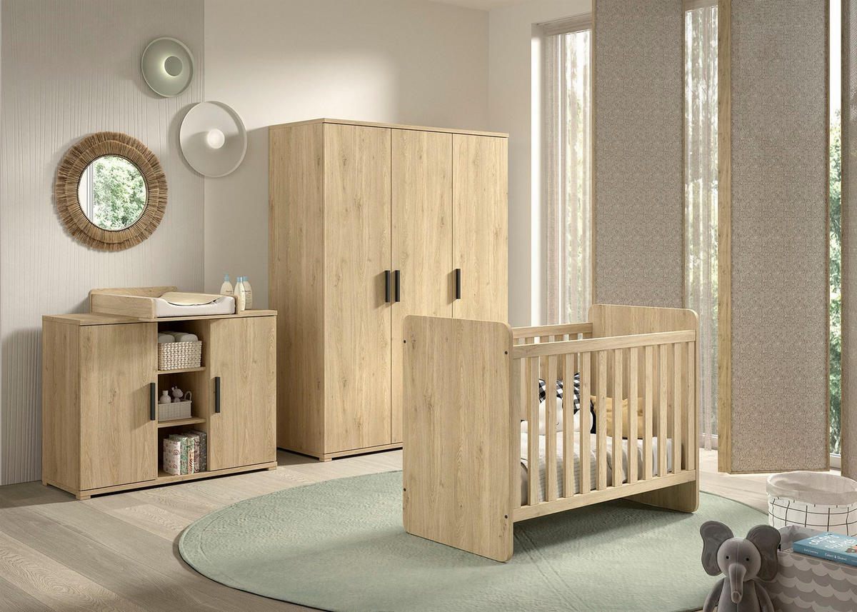 BABYZIMMER Set Keelia Eiche Melamin 4tlg Möbel - Eichefarben, Kunststoff (100/1/200cm) - 58aufmkessel