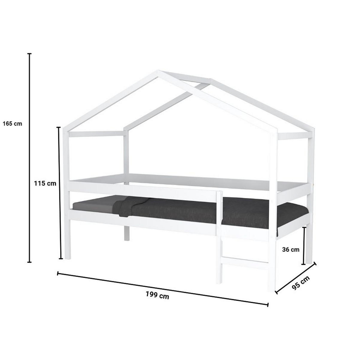 HAUSBETT MIKA mit Matratze / Kinderbett 90x190 - Weiß - Weiß, Holz (90/190cm) - Weber Industries