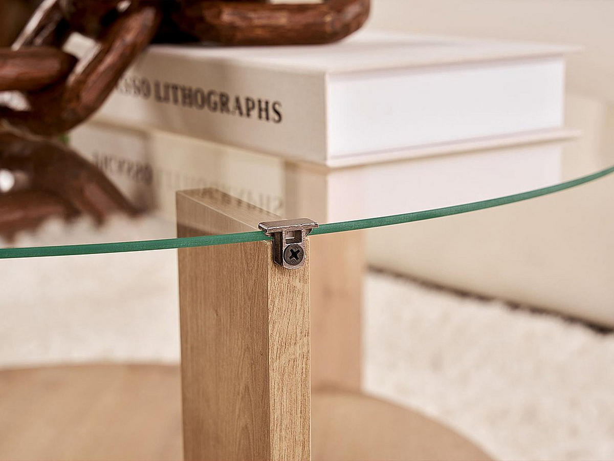 COUCHTISCH - 75 cm x 75 cm - glas - naturfarben hell Senira - Naturfarben, Glas/Holz (75/75/40cm) - Vente-Unique