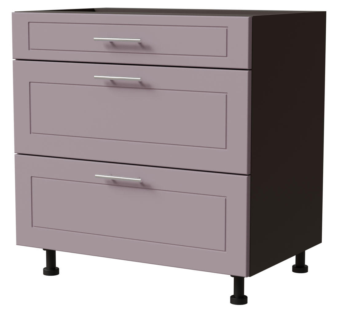SCHUBLADENUNTERSCHRANK Bari D3/80 Lava / RAL 4009 pastellviolett 80 / 50 / 82cm REJS Vollauszug - Dunkelgrau/Violett, Holz/Holzwerkstoff (80/82/50cm) - Feldmann-Wohnen