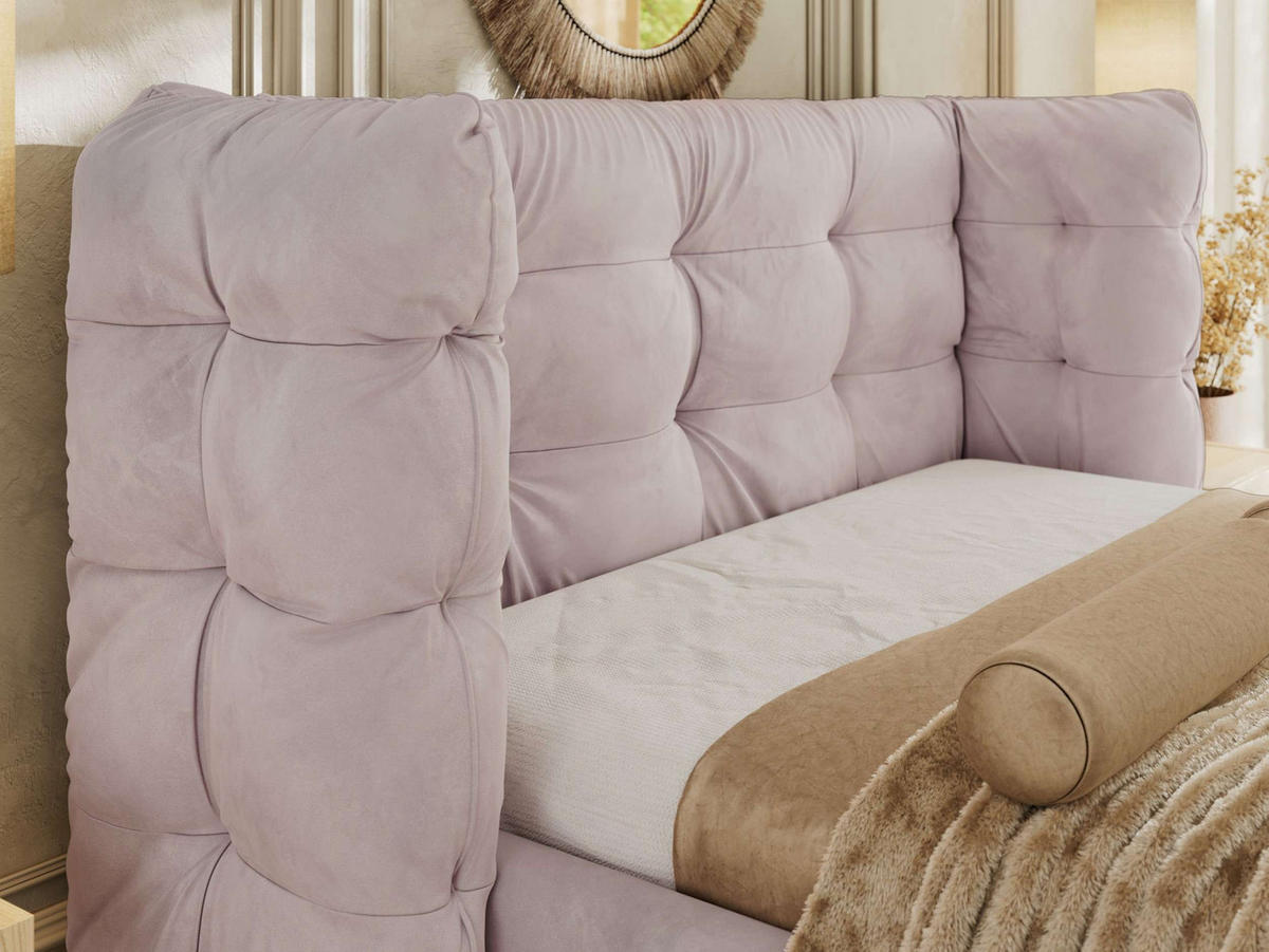 POLSTERBETT FLONELLE CLASSIC 180/200 - Hellrosa Velvet - ohne Matratze - Hellrosa, Textil (180/200cm) - MKS