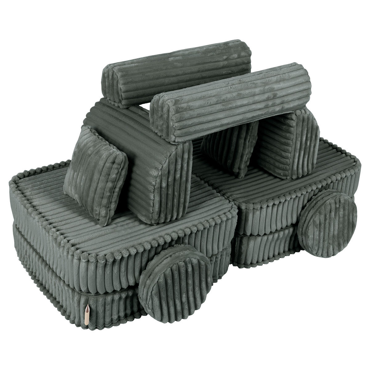 KINDERSOFA, Pocket Basic, Churros, Waldgrün - Dunkelgrün, Textil (120/25/60cm) - MeowBaby