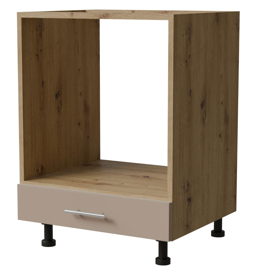 HERDUMBAUSCHRANK Brerra D11K/60 Eiche Artisan / RAL 1019 graubeige Matt 60 / 50 / 82cm - Beige/Eiche Artisan, Holz/Holzwerkstoff (60/82/50cm) - Feldmann-Wohnen