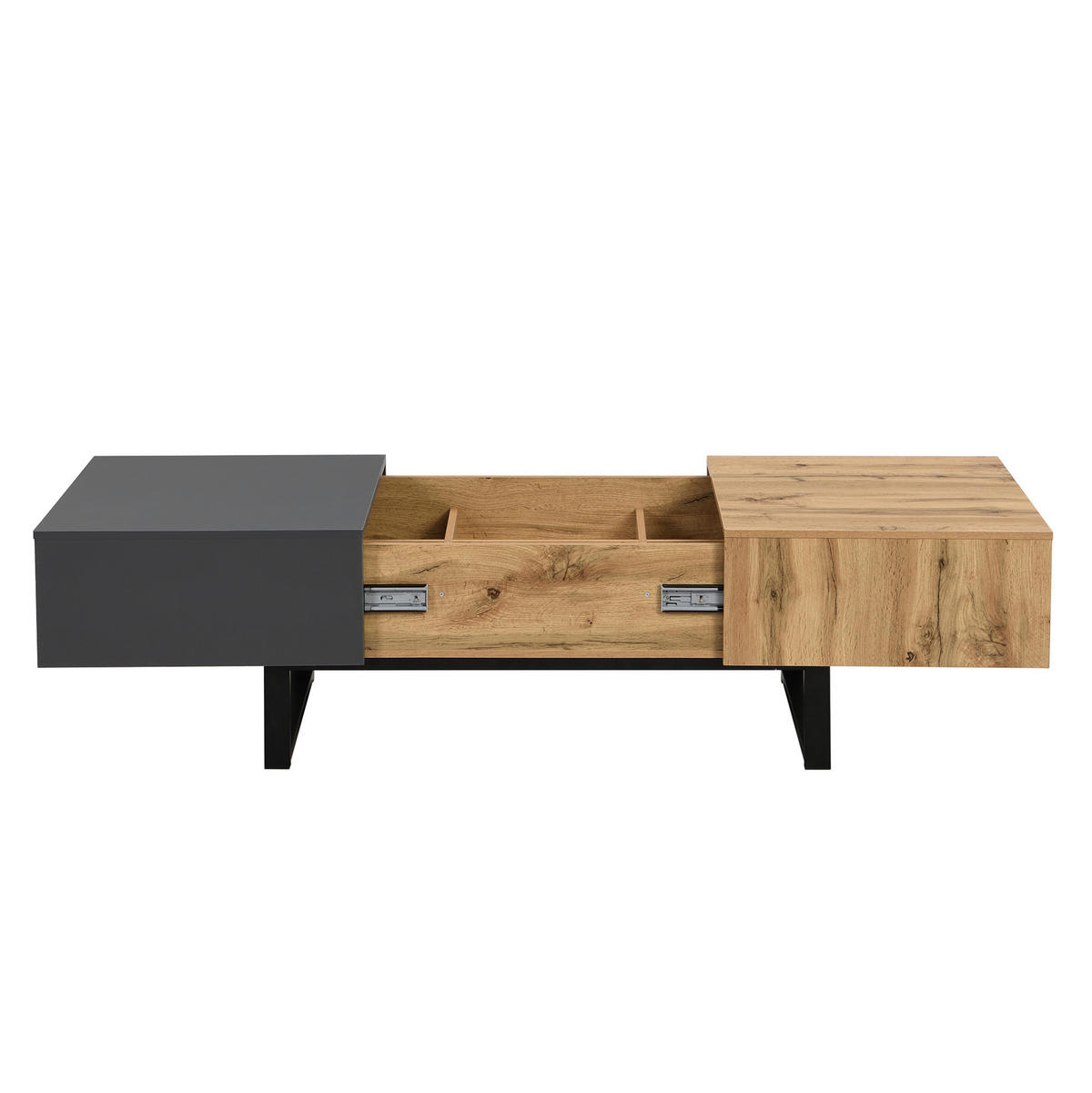 COUCHTISCH 100/155 x 40 x 55 cm mit Stauraum in Natur/Anthrazit - Naturfarben, Holzwerkstoff (100/40/55cm) - Flora Grace