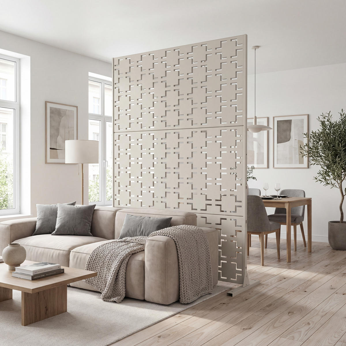 TRENNWAND Basciano - Beige, Metall (120/180cm) - casa.pro