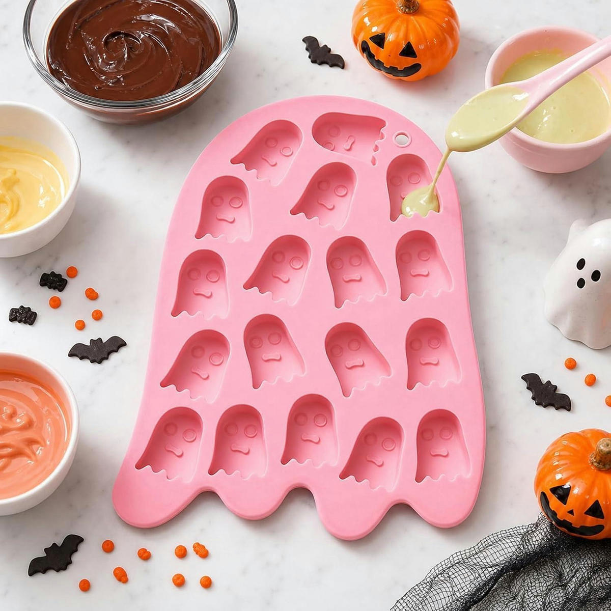 SILIKONFORM Geist 18-Hohlraum Halloween Backform - Rosa, Kunststoff