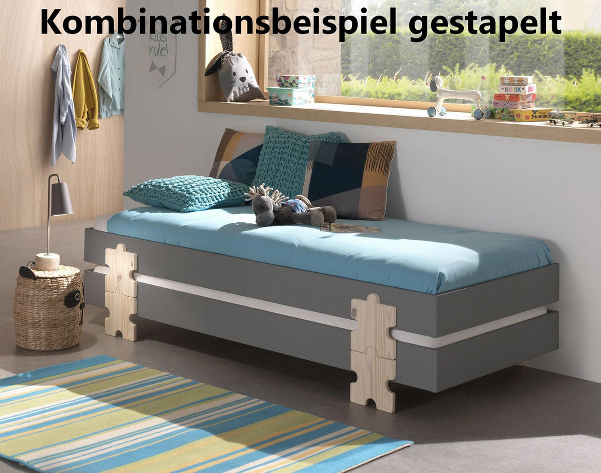 STAPELBETT Karlene 204x28x94 aus MDF in Grau - Grau, Holzwerkstoff (90/200cm) - 58aufmkessel