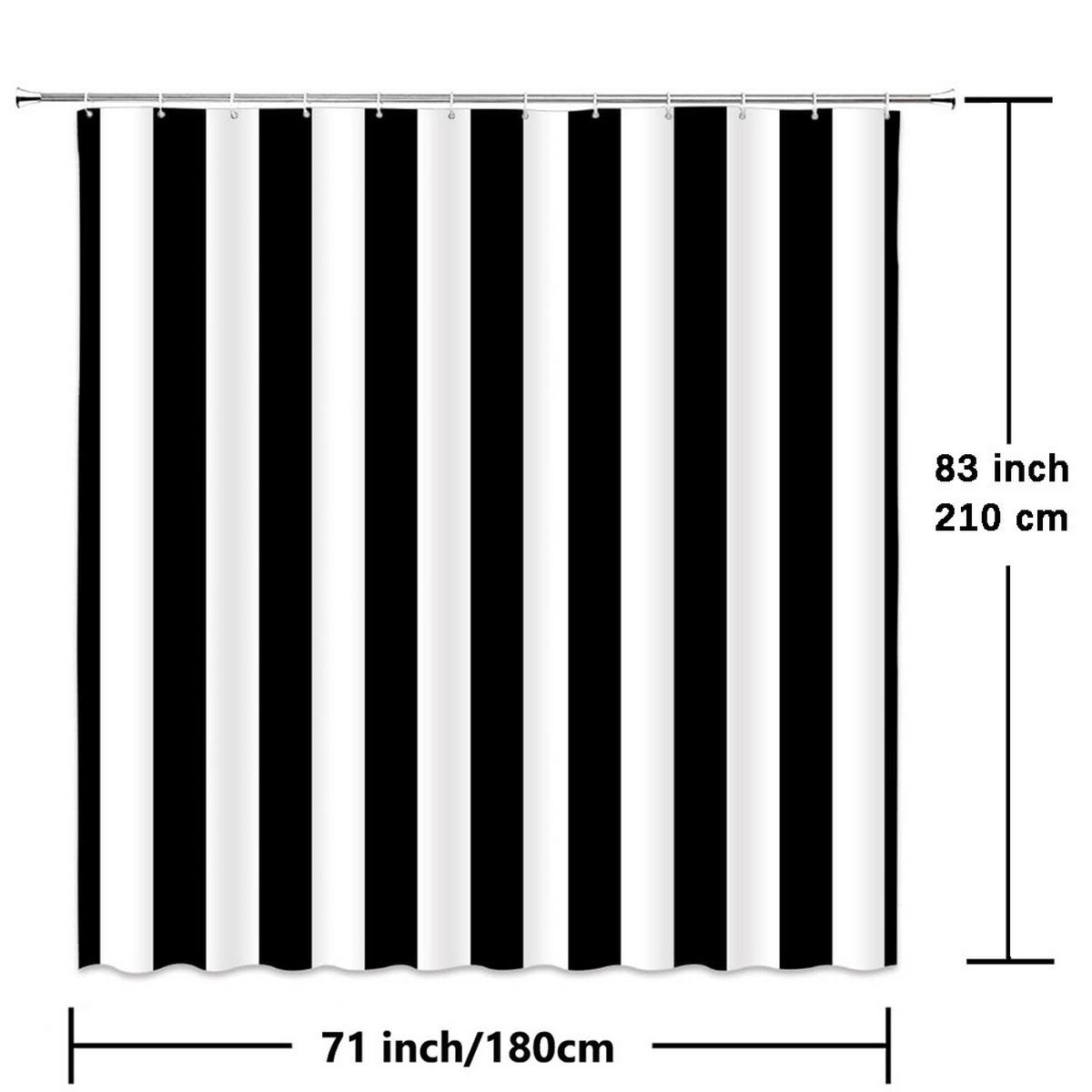 DUSCHVORHANG Schwarz Weiß gestreift 180 x 210 cm wasserdicht Dekoration für Zuhause Badezimmer - Multicolor, Textil (210/180cm) - MCBOSON