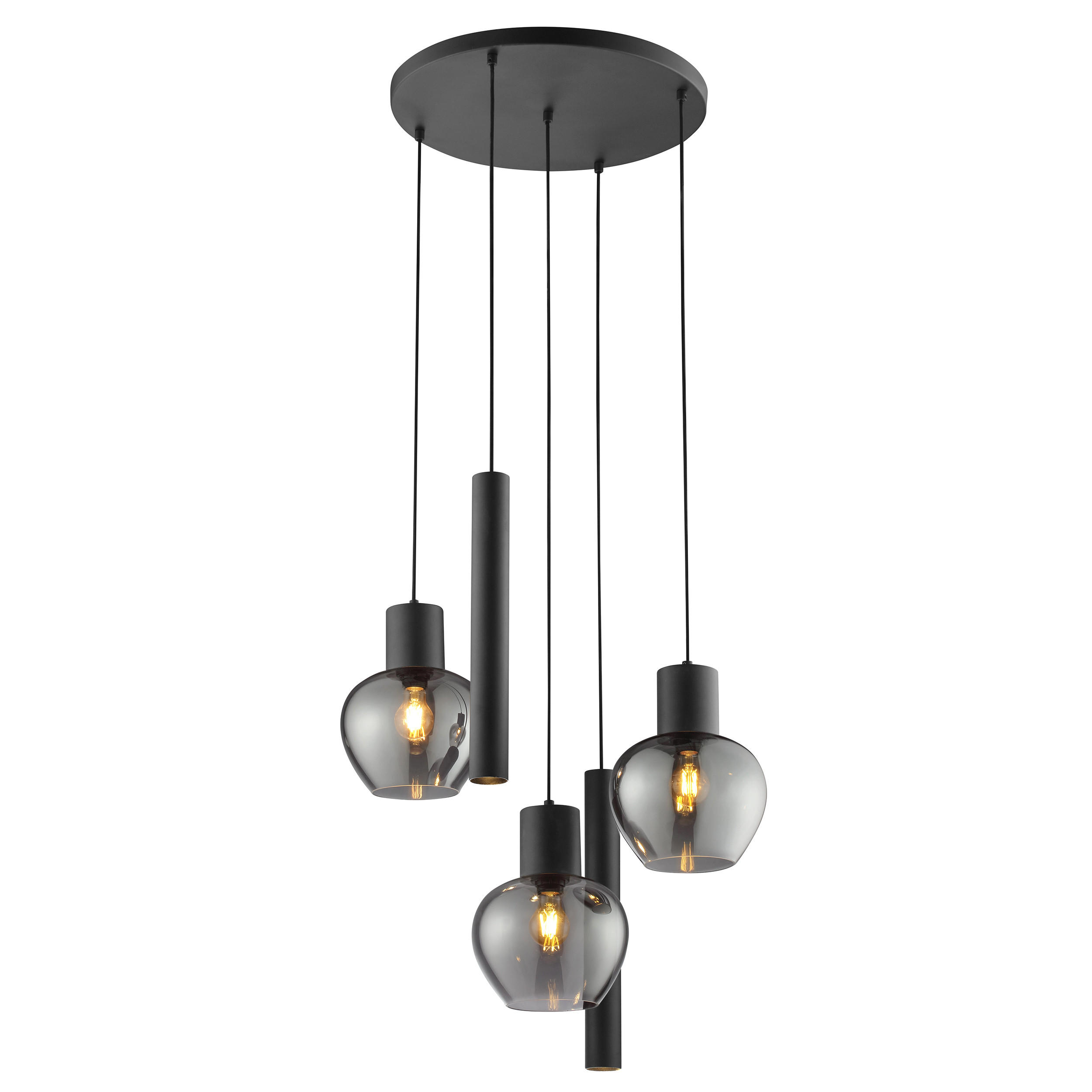 LED DECKENLEUCHTE Ligari Schwarz/Rauchglas 68/68/150 cm - Multicolor, Kunststoff (68/68/150cm) - Brilliant