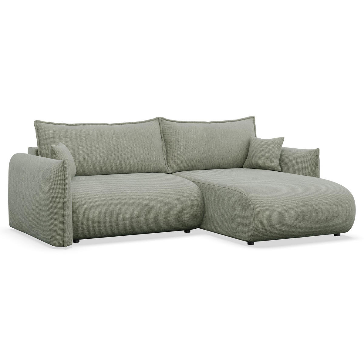 ROHOVÁ SEDAČKA Cushi šalvějově zelená žinylka - černá/světle zelená, textil/plast (183/252cm) - Selsey