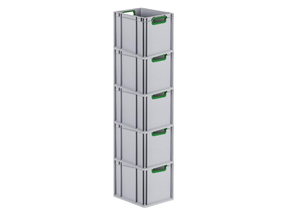 EUROBOX 5x Nextgen Color 32x30x40cm 30 Liter Griffe Grün Offen - Grün, Kunststoff (30/32/40cm) - PROREGAL