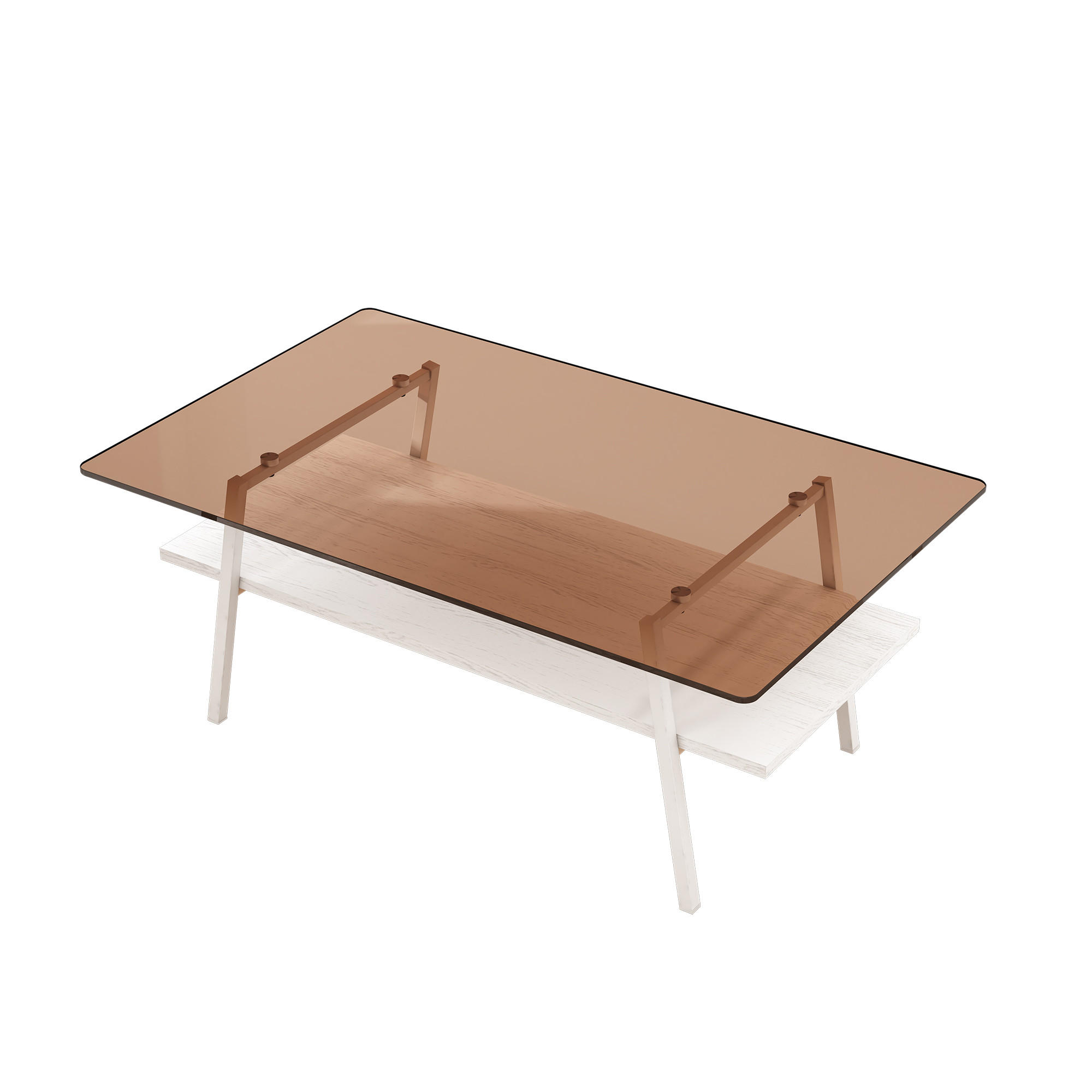COUCHTISCH DE-37413 rechteckig mit Glasplatte Weiß - Weiß, Holzwerkstoff (98/58/42.5cm) - ComfortXL