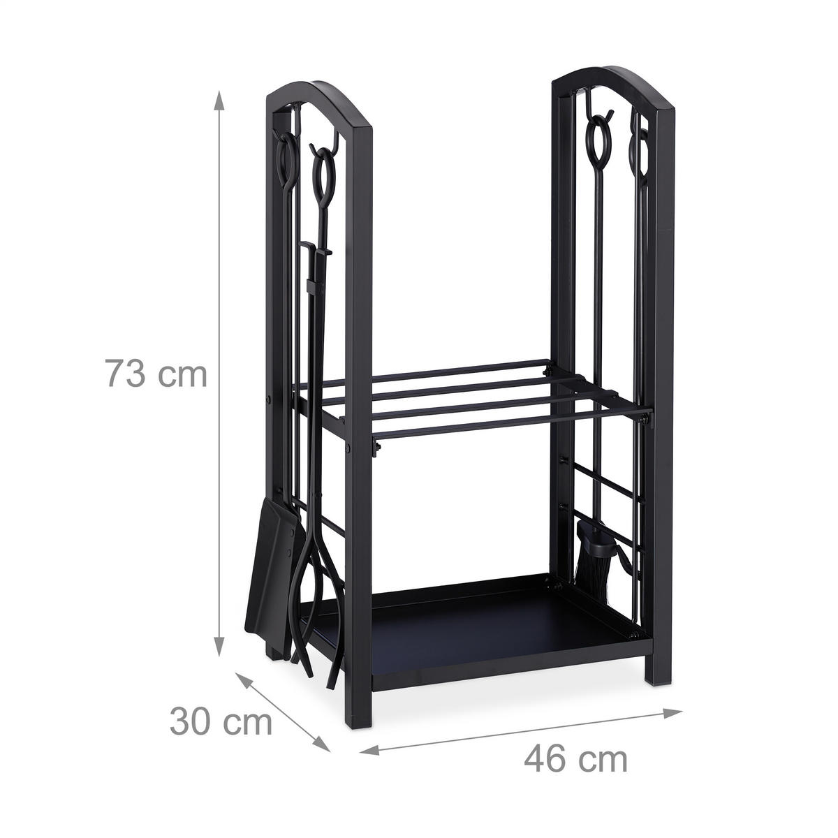 KAMINHOLZREGAL - Schwarz, Kunststoff/Metall (46/73/30cm) - Relaxdays