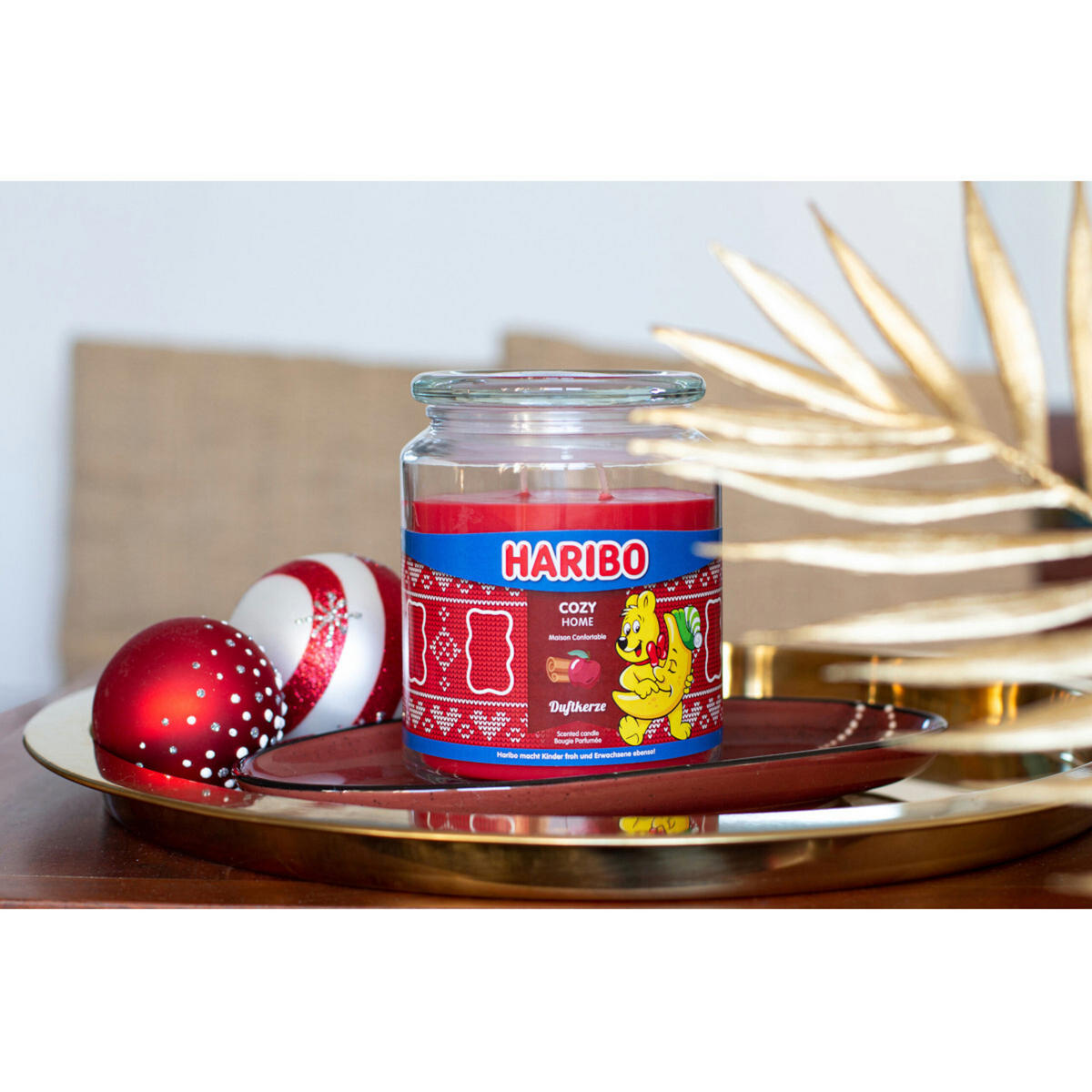 DUFTKERZE Haribo - Rot, Naturmaterialien/Glas (13cm)