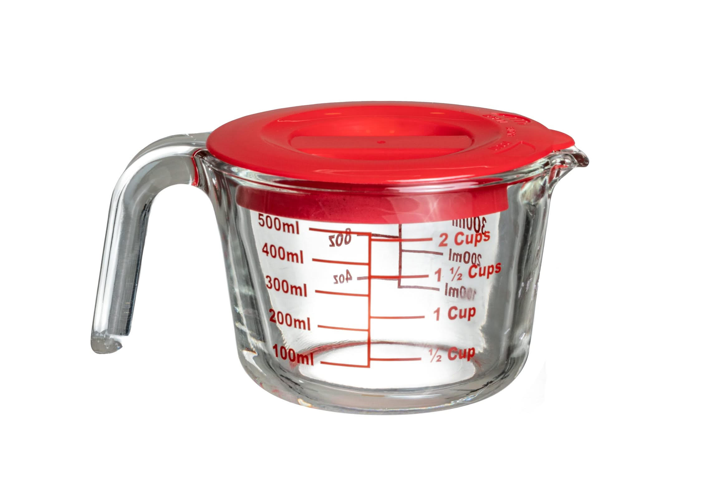 MESSBECHER - mit Deckel - hitzebeständiges Glas - 500 ml - Transparent, Glas (0.5L) - Sareva