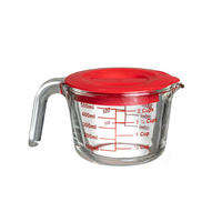 MESSBECHER - mit Deckel - hitzebeständiges Glas - 500 ml - Transparent, Glas (0.5L) - Sareva