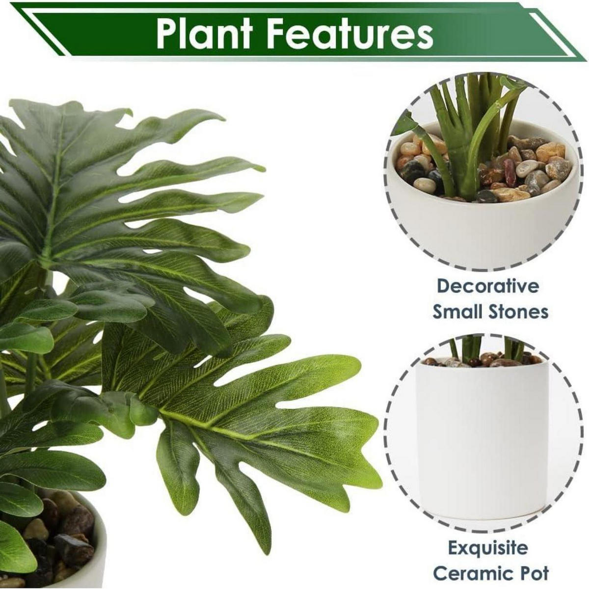 KUNSTPFLANZE Monstera im Topf 31 cm - Grün, Kunststoff (45.7cm)